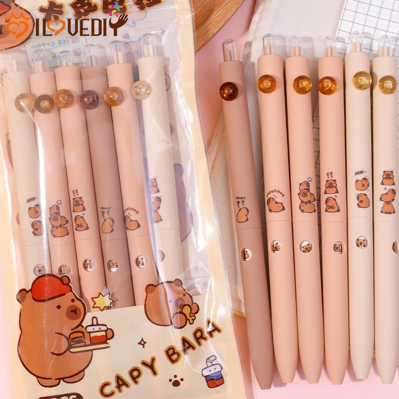 [ ที่โดดเด่น ] Capybara เปลี่ยน Face Pen - Office School Supplies - ปากกาลายเซ็นสีดํา - Painting Neutral Pen - ปากกากดบัญชีแยกประเภทมือ - สร้างสรรค์ การ์ตูน น่ารัก - เครื่องเขียนนักเรียน