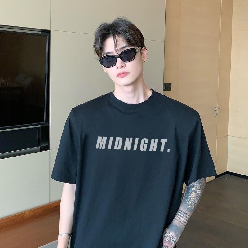 【My-T】🔥ขายดี ใหม่🔥เสื้อยืดแฟชั่น ทรงโอเวอร์ไซส์  ลายสกรีนสีสันสวยมาก เท่ๆ ผ้าcotton  สตรีท"MIDNIGHT"
