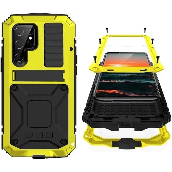 Heavy Duty อลูมิเนียมเกราะโลหะสําหรับ Samsung S25 S24 S23 S22 S21 หมายเหตุ 20 Ultra S20 Plus A32 กันกระแทกป้องกันหน้าจอ