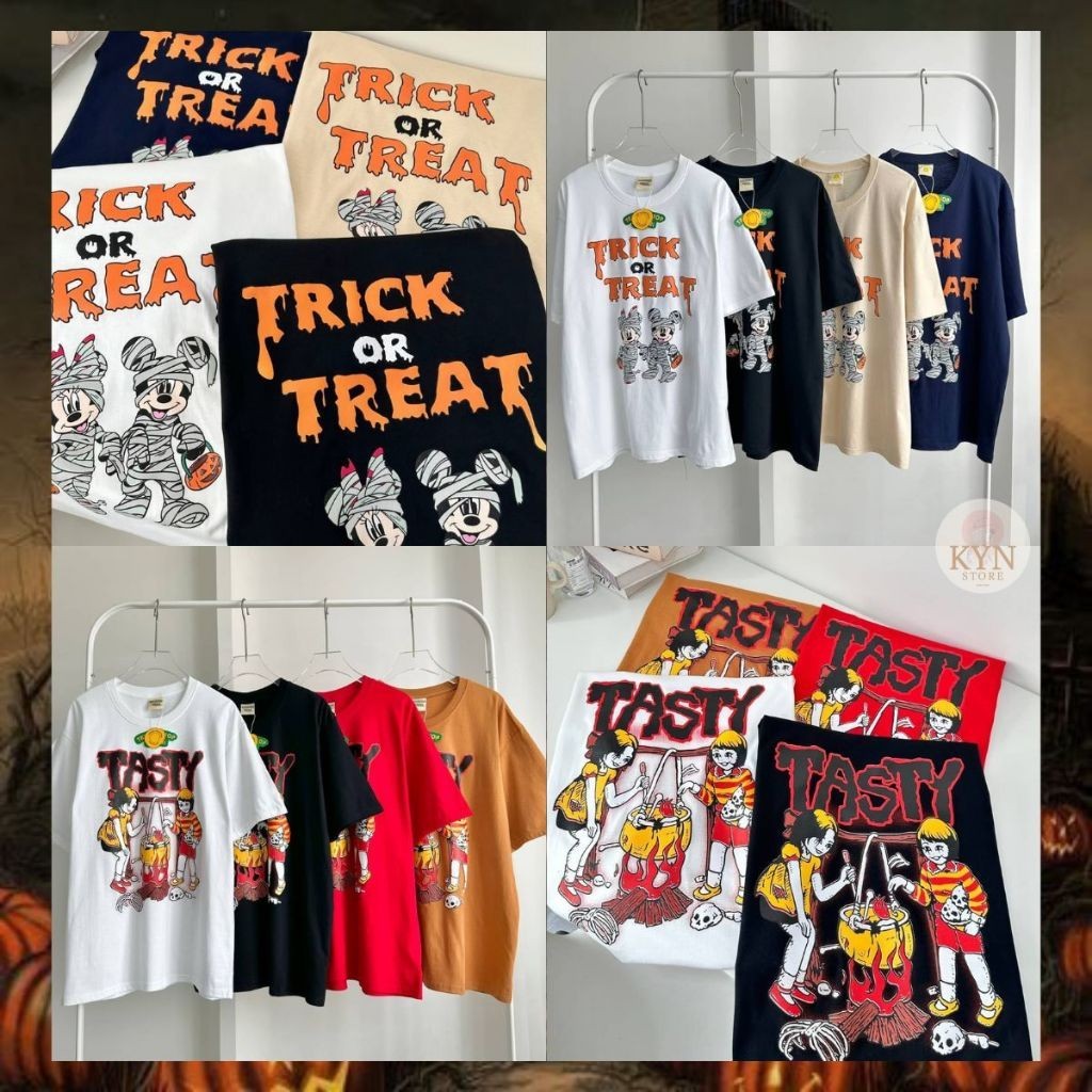 ใหม่ Take all shop (TAS002) เสื้อโอเวอร์ไซส์ TRICK OR TREAT ต้อนรับฮาโลวีน