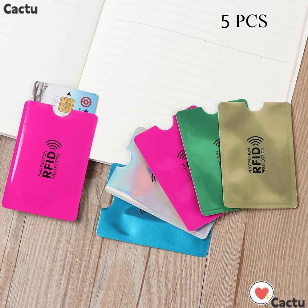 Cactu กล่องเก็บบัตรเครดิต RFID อลูมิเนียม กันขโมย หลากสี 5 ชิ้น
