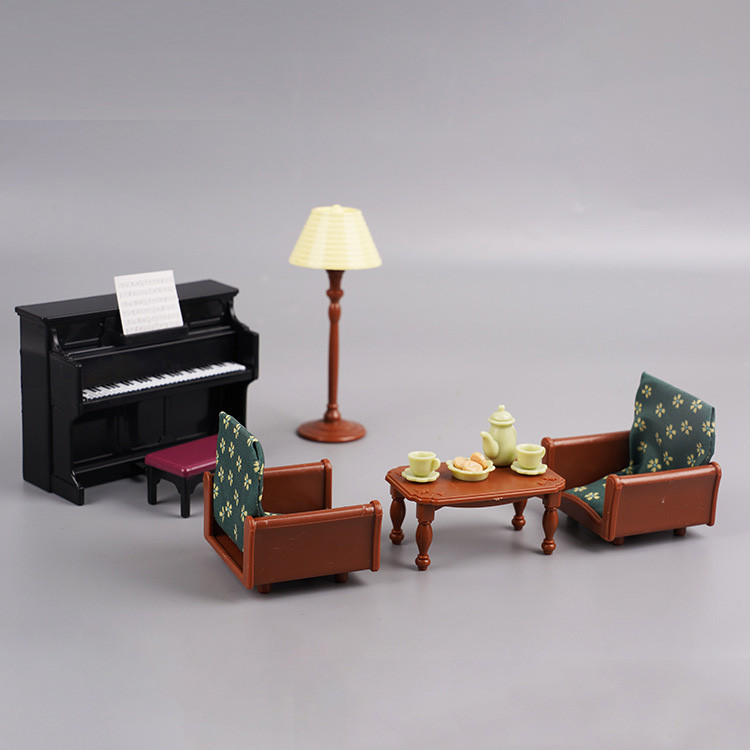 ครอบครัวสัตว์มินิกระต่ายบ้านตุ๊กตาเด็กเล่นบ้านจําลองเฟอร์นิเจอร์ชุดบ้านตุ๊กตาสาวของเล่น