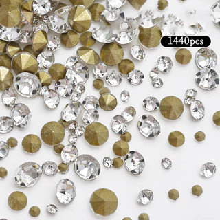 [maybeauty] 1440 ชิ้น Glitter คริสตัล Clear Rhinestones Non Hotfix FlatBack Strass เย็บ/ผ้า/เล็บ Rhinestones ตกแต่ง {TH}