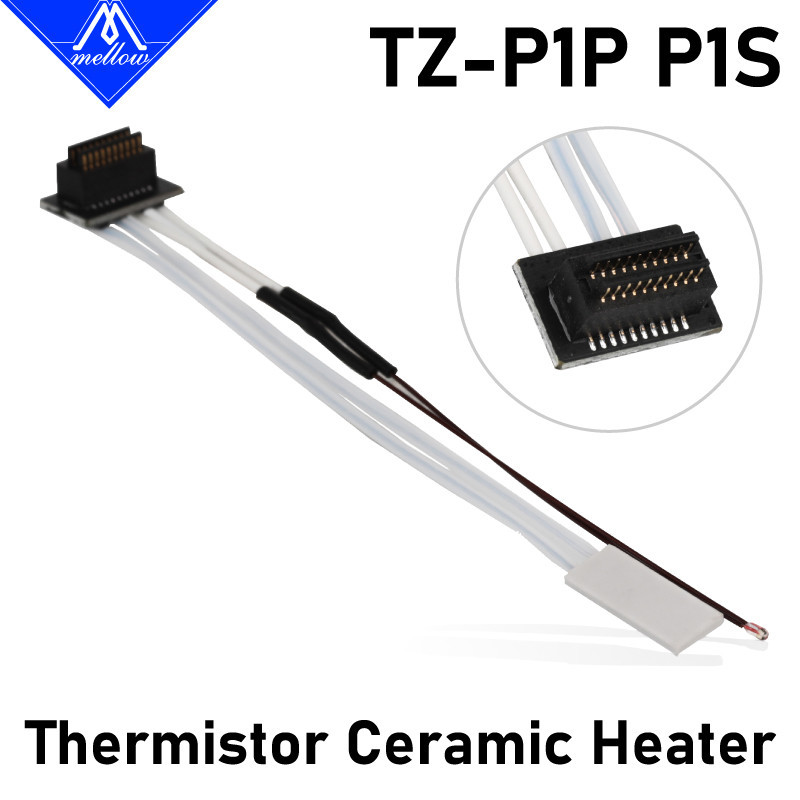 Mellow Bambu Lab P1P P1S 24V 48W เซรามิคตลับหมึกเครื่องทําความร้อนและ 100K NTC 3950 เทอร์มิสเตอร์สําหรับ TZ Hotend