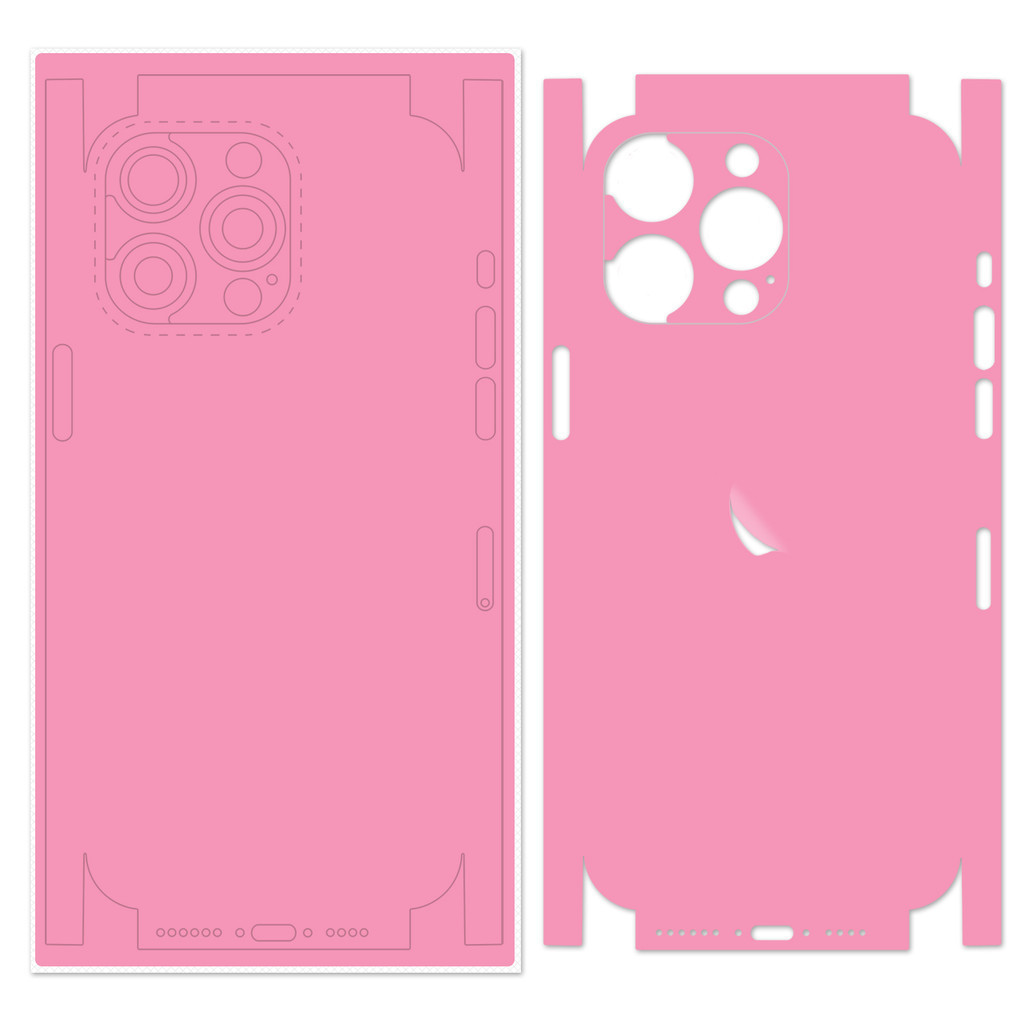 2 ชิ้น Rose สีชมพูโลโก้ Cutout Anti-Scratch สติกเกอร์ผิวใช้งานร่วมกับ iPhone 11 12 13 14 15 16 17 Pro Max Plus