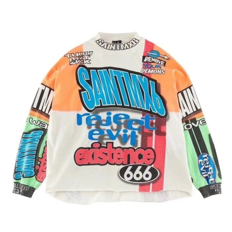 แฟชั่นใหม่ Sa ae  High Street  รถจักรยานยนต์ Retro แขนยาว