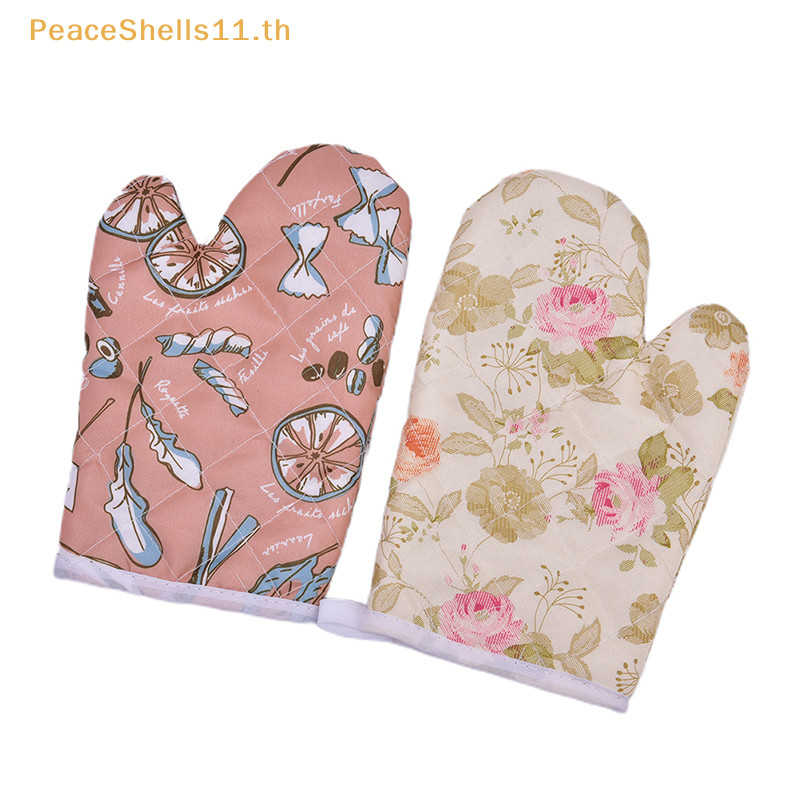 Peaceshells ถุงมือเตาอบไมโครเวฟห้องครัว Mitten ทนความร้อนถุงมืออบกันลื่น TH