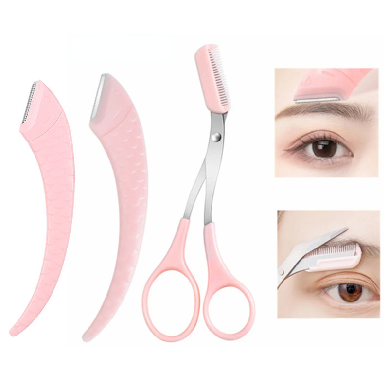 คิ้วตัดมีดคิ้วใบหน้ามีดโกนคิ้วกรรไกรหวีคิ้ว ที ริมเมอร์ มีดโกนผู้หญิงความงามมืออาชีพเครื่องมือแต่งหน้า