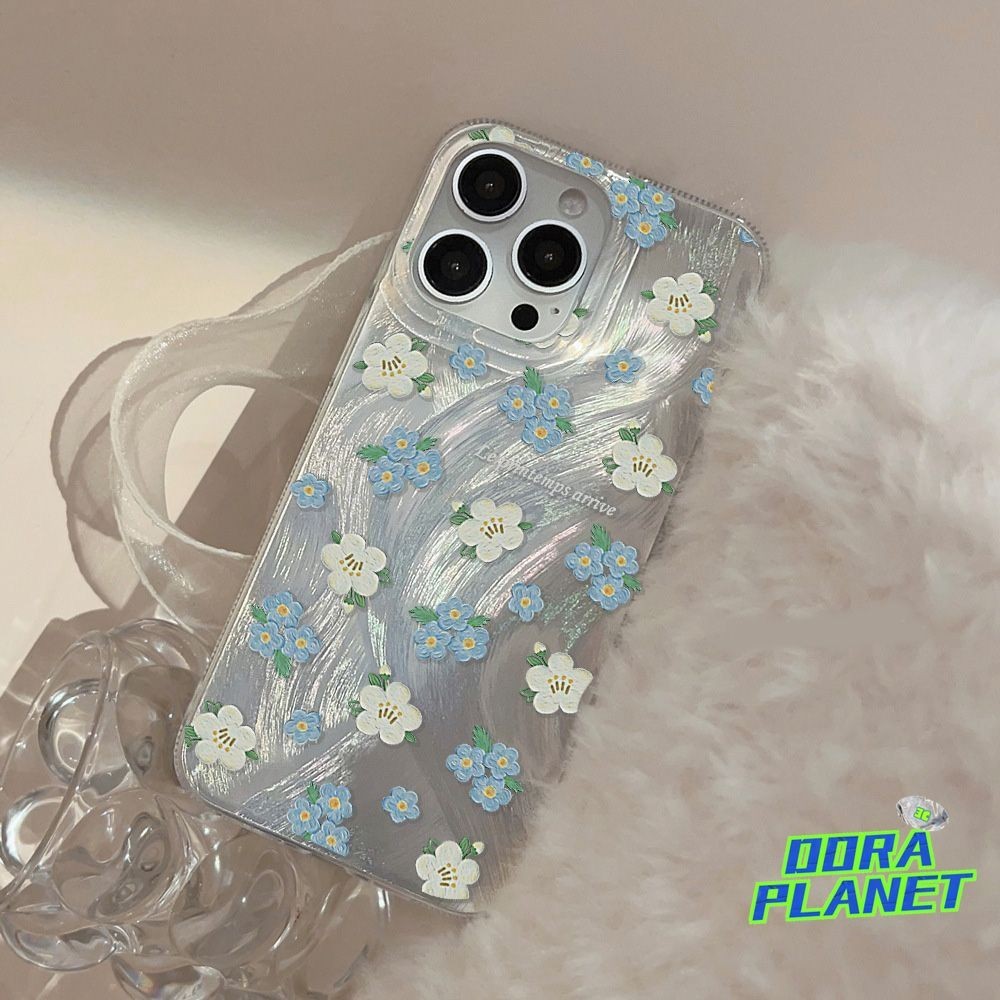 Insดอกไม้สีฟ้าเคสโทรศัพท์สําหรับiphone 12PRO 12MINI 13 11 15PRO 14 XSMAX 13MINI 7 8 15 XS 7PLUS XR X SE2020 8PLUSสไตล์Gradientสีพรีเมี่ยมฝาครอบโทรศัพท์