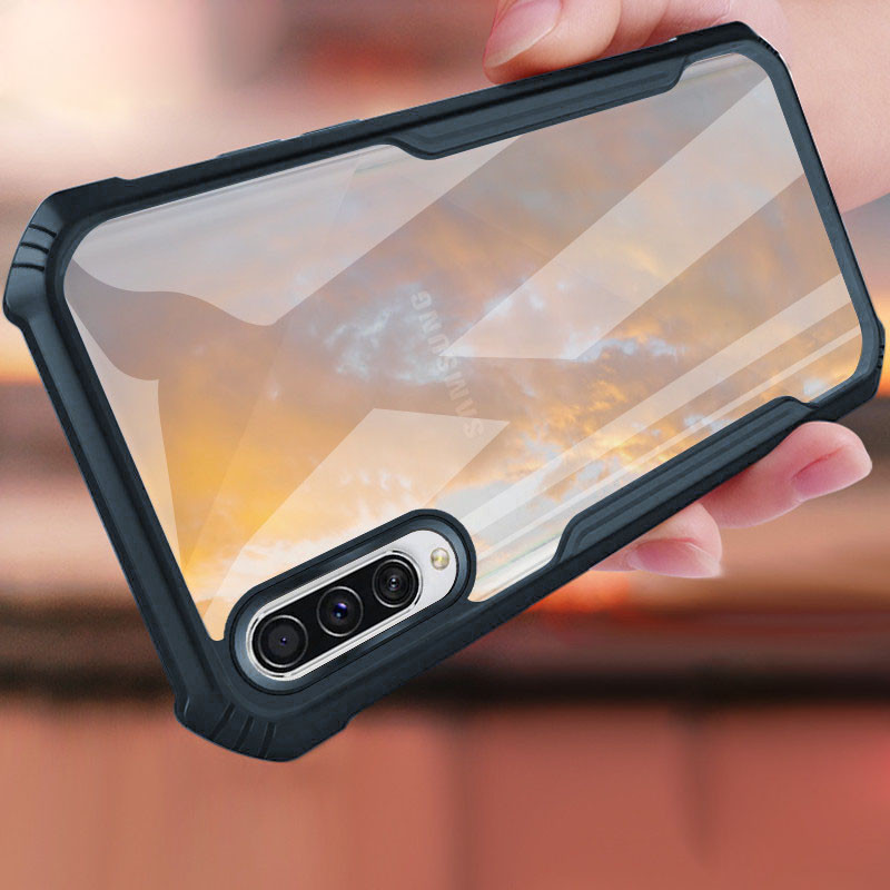 SAMSUNG เคสโทรศัพท์ใสสําหรับSamsung Galaxy A10 A20 A30 A50 A50S A30S A70 A70S A90 A10S A20S A10E A20E A01 A3 A2 CoreกรณีสีดําAnti-Dropอะคริลิคฝาครอบป้องกันเต็ม