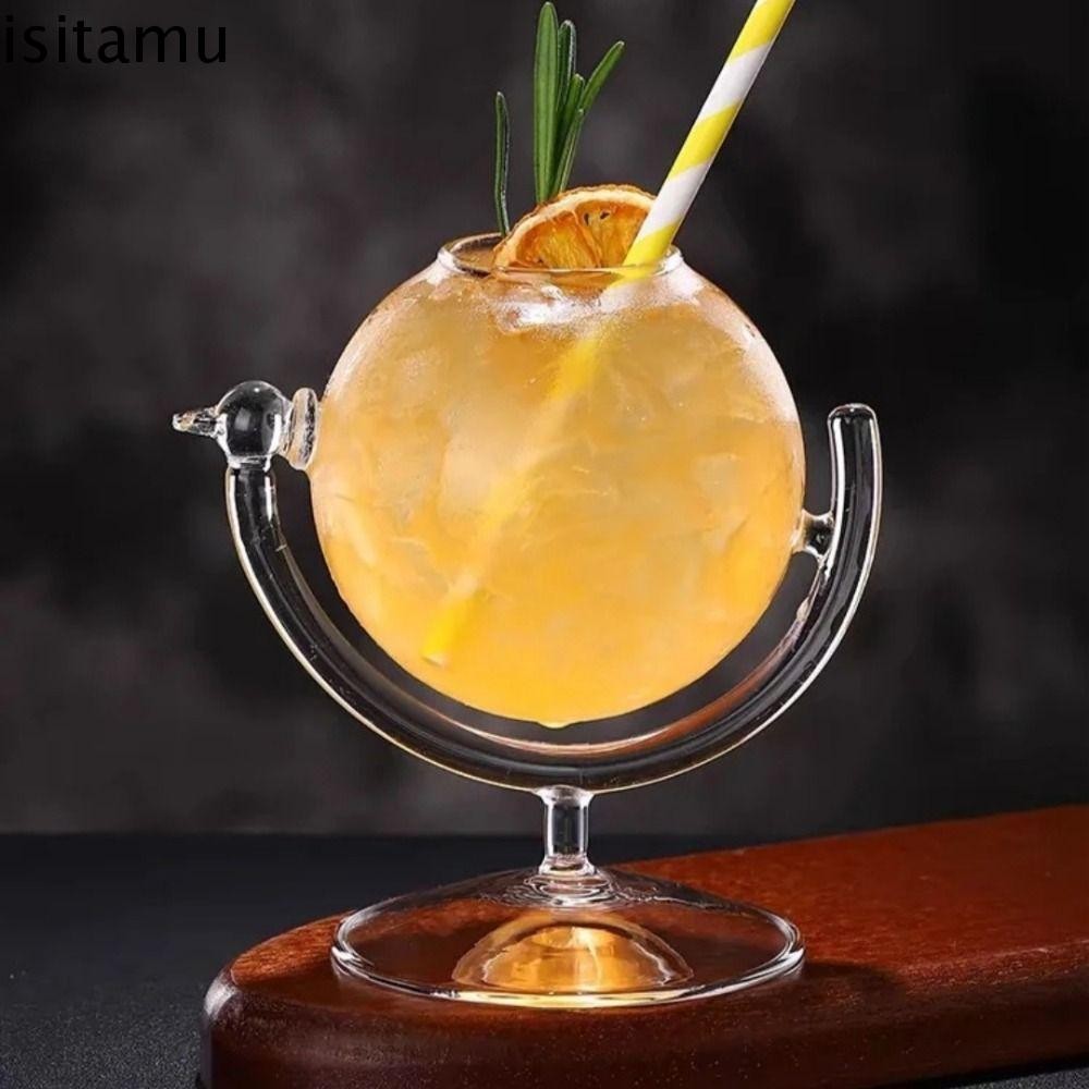 ถ้วยค็อกเทล ISITAFT, ถ้วยไวน์ส่วนบุคคลโปร่งใส, Drinkware Creative Glass Straw Cup Bar
