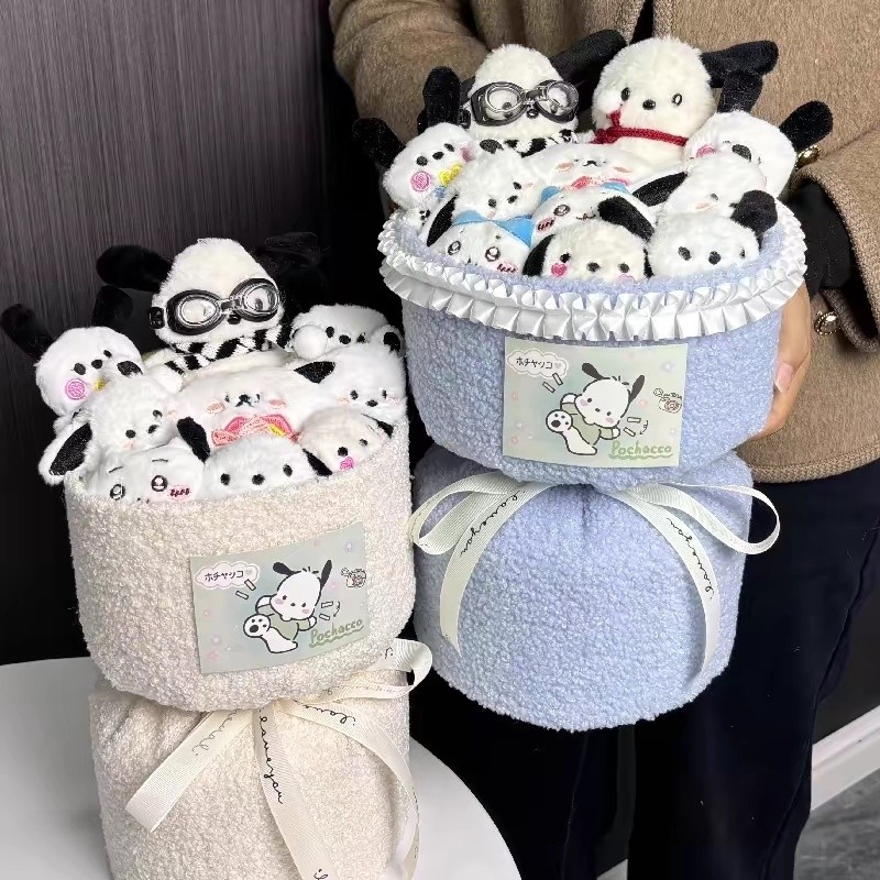 ช่อดอกไม้ตุ๊กตา Pochacco ของขวัญวันเกิด สำหรับเพื่อนผู้หญิง ช่อดอกไม้ตุ๊กตาการ์ตูนน่ารัก ของขวัญสร้างสรรค์