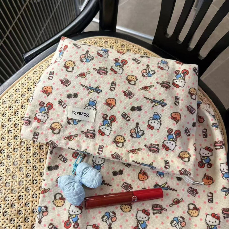 New Hello Kitty Clutch Storage Bag Cartoon Canvas New Large Capacity All-Match Travel Clutch