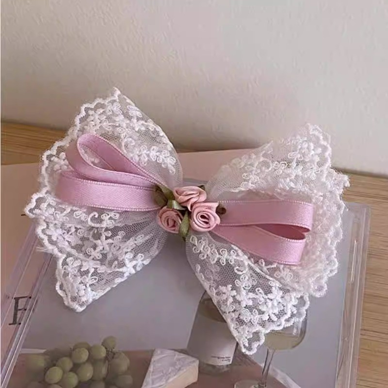 Rose Flower Bowknot Hairpin Duckbill คลิปด้านข้าง Bangs เครื่องประดับผม – โปรปัง