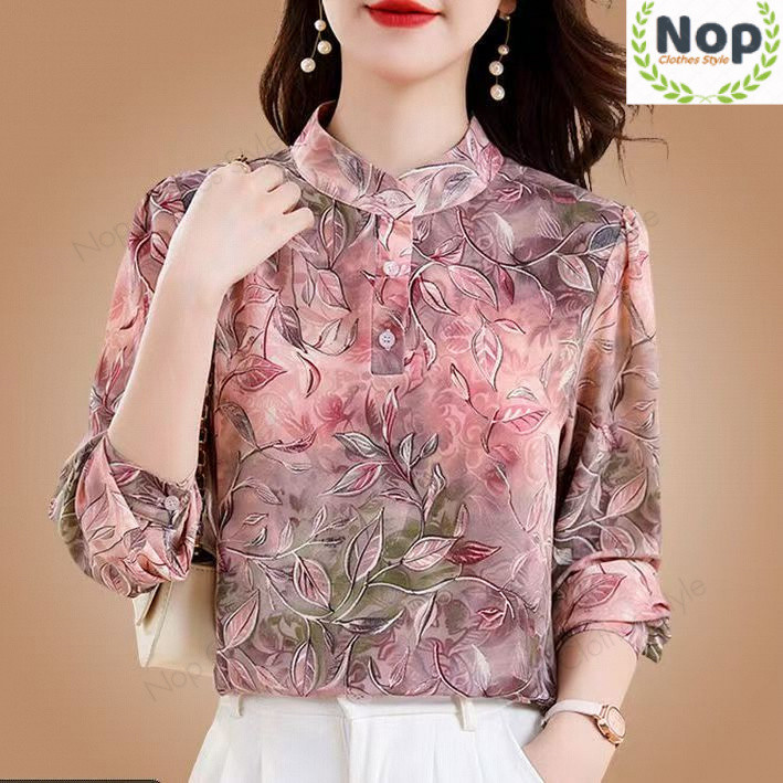 Nop | ฤดูร้อนสินค้าใหม่ผ้าไหมน้ําแข็งเย็นสบายเสื้อสวมหัวแม่สวมเสื้อเสื้อสวมหัวพิมพ์ดิจิตอลบางยืดแฟชั่นครีมกันแดดด้านบนผู้หญิง ราคา ถูกที่สุด ดีลบีเคเค
