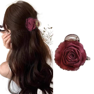 2025 Rose Double-Sided Flower Clip กิ๊บติดผมหญิง Shark Clip