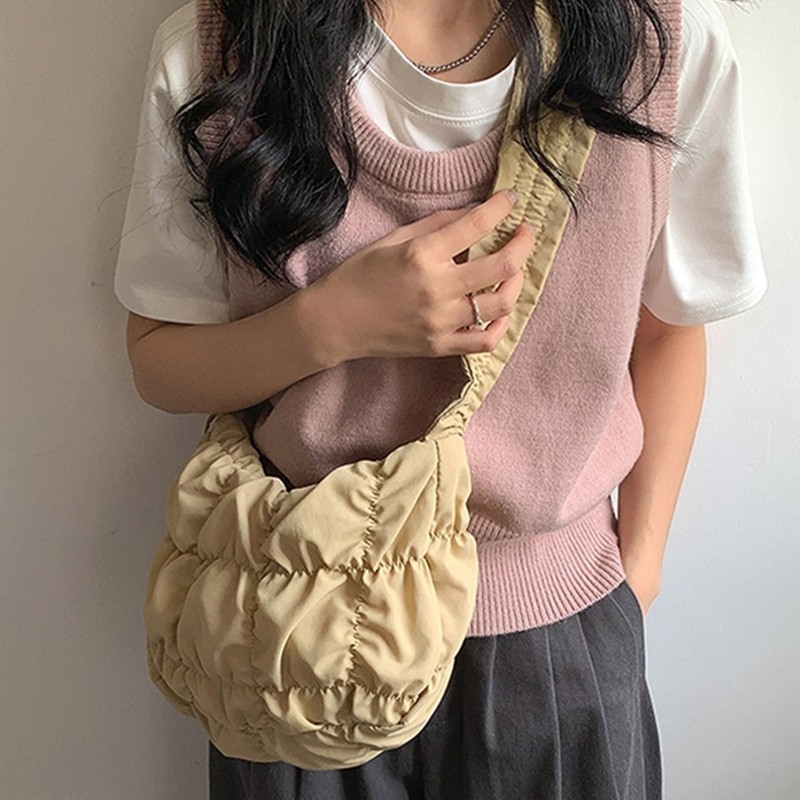 Seng Women Cloud Bag Casual Shoulder Bag Solid Color Crossbody Bag Commuting Bag