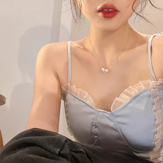 สร้อยคอโบว์หวาน สไตล์เกาหลี ดีไซน์หรูหรา สร้อยคอกระดูกไหปลาร้า เครื่องประดับ