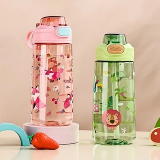 กระติกน้ำ ขนาด550ml ลายการ์ตูน สําหรับเด็กอนุบาล ถ้วยน้ำแบบพกพาน่ารัก พร้อมที่จับ แฟชั่น พร้อมหลอด