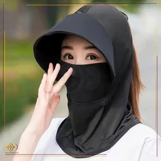 HH หมวกผ้ากันแดด ปกคลุมทั้งใบหน้า สามารถกันแดดได้ ทั้งใบหน้าและลำคอ ผ้าคลุมหัวกันรังสียูวี Shawl sun hat มีผ้าปิดหน้า