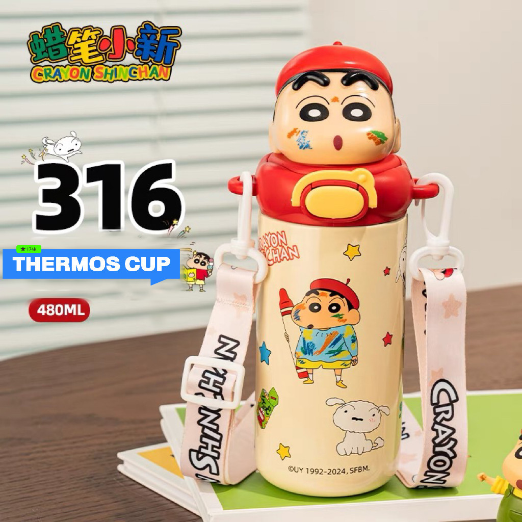 crayon shin chan สแตนเลส 304 ขวดน้ําเด็กแก้วน่ารัก ชินจัง ของขวัญ 52toys