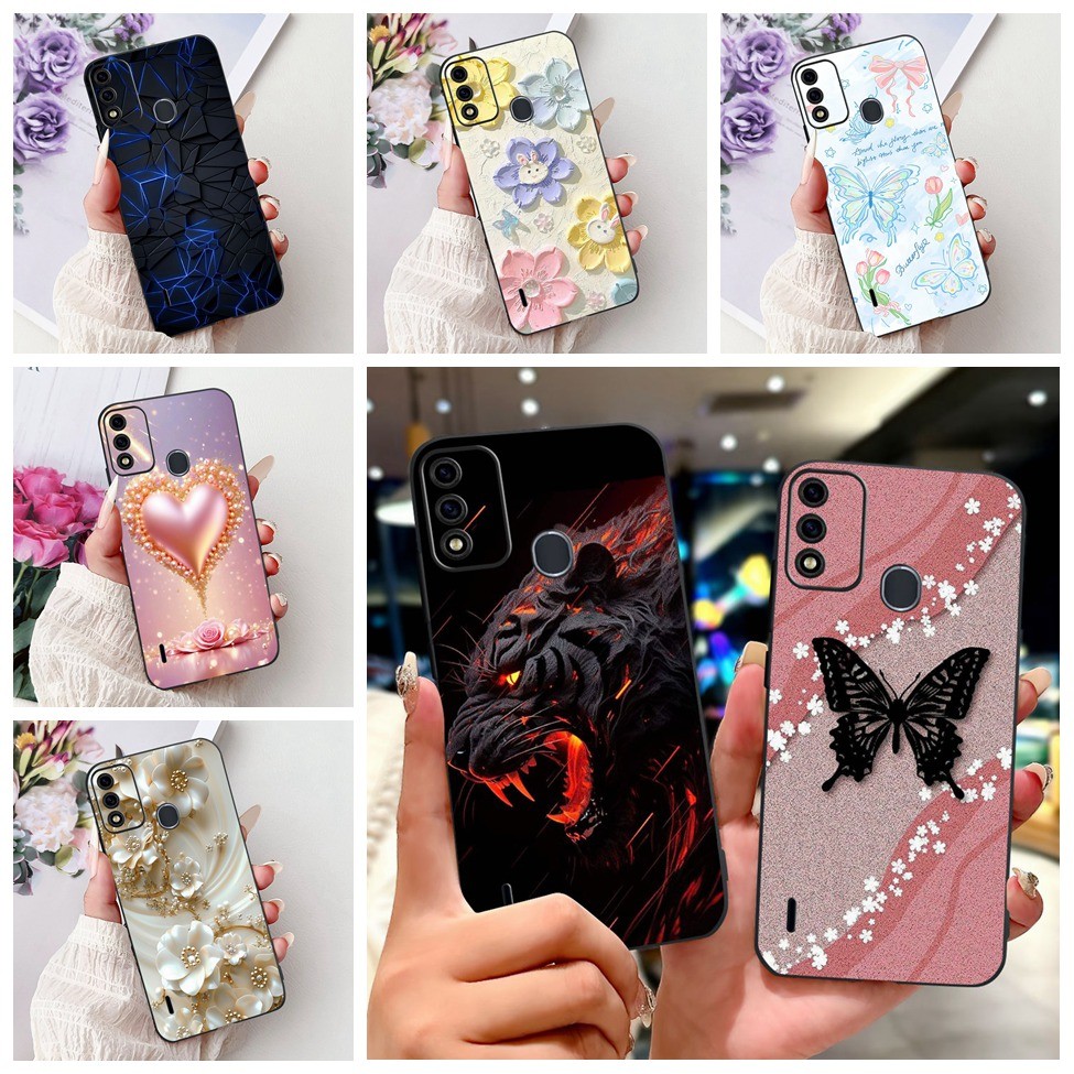 Itel A48 เคสซิลิโคนแฟชั่นดอกไม้ผีเสื้อน่ารักการ์ตูนแมวเย็นเคสโทรศัพท์ตลก A48 ITEL A 48 ฝาหลัง