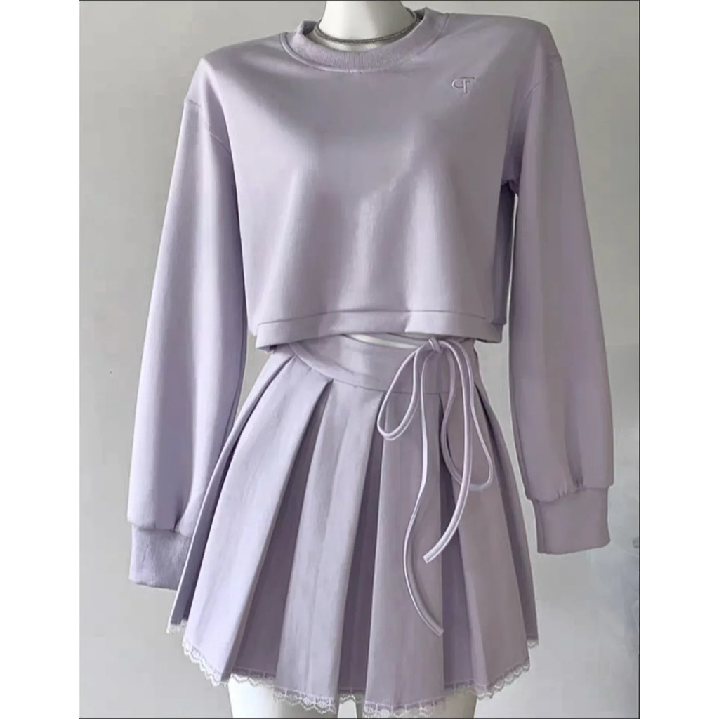 ผู้หญิงชุดสูทสีม่วงหวานแฟชั่นเสื้อกันหนาว+กระโปรงมินิ ราคา ถูกที่สุด ดีลบีเคเค แกลเลอรีภาพที่ 6