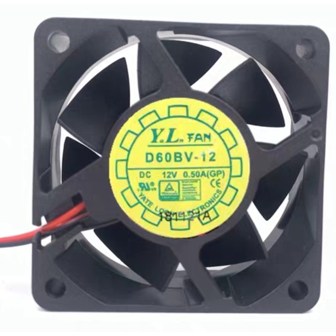 Yuelun D60BV-12 6025 12V 0.50 A 6 ซม./ซม. พัดลมระบายความร้อนเซิร์ฟเวอร์ปริมาณอากาศสูง