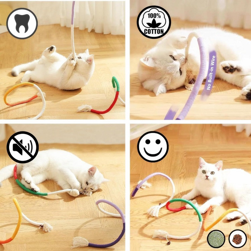 1pc Cat Scratcher เชือกของเล่นเชือกฝ้ายกัดของเล่น Chewing Paw Claw เฟอร์นิเจอร์ Protector Scratching ของเล่นแมวปริศนา - รูปที่ 7