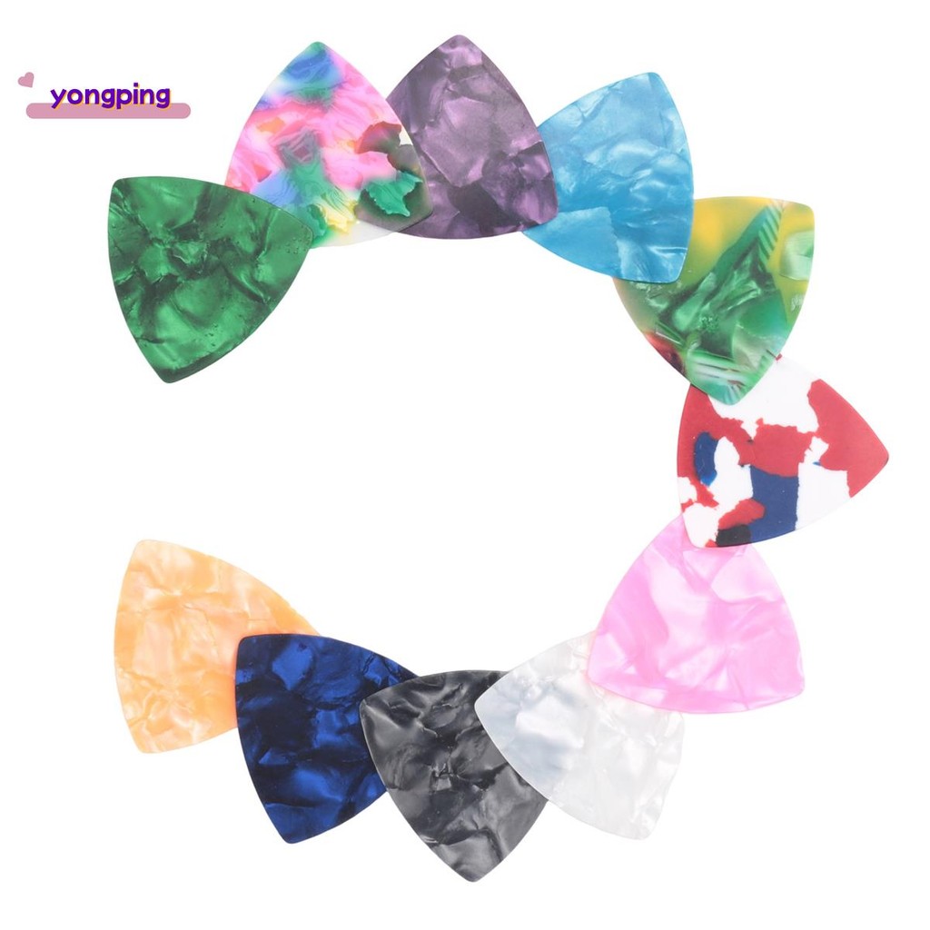 ปิ๊กกีตาร์ 100 ชิ้น ความหนา 0.46 มม. ปิ๊กกีตาร์Celluloid สีสันสดใสสําหรับเบส, ไฟฟ้า, กีต้าร์โปร่ง