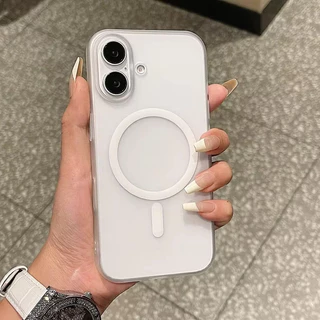 Hard Clear Magnetic Matte เคส for IPhone 11 14 13 15 16 17 Pro Max Air 12 13promax 15promax 16promax เคสโทรศัพท์มือถือ