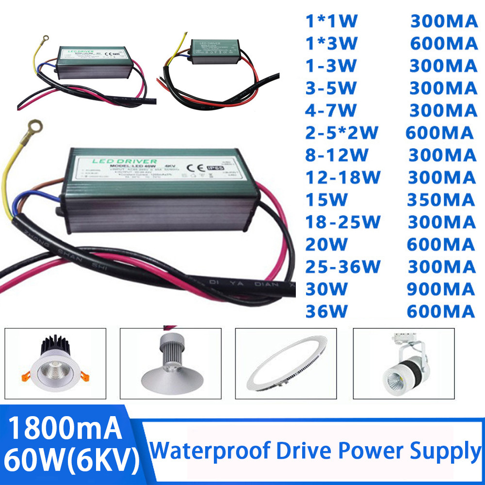 Fast Delivery 3-5W 4-7W 8-12W 12-18W 18-25W 25-36W 40W 50W 60W LED Driver 300mA 600mA 900mA 1200mA 1500mA กันน้ํา IP65 อลูมิเนียมแยกคงที่ไดร์เวอร์แหล่งจ่ายไฟ
