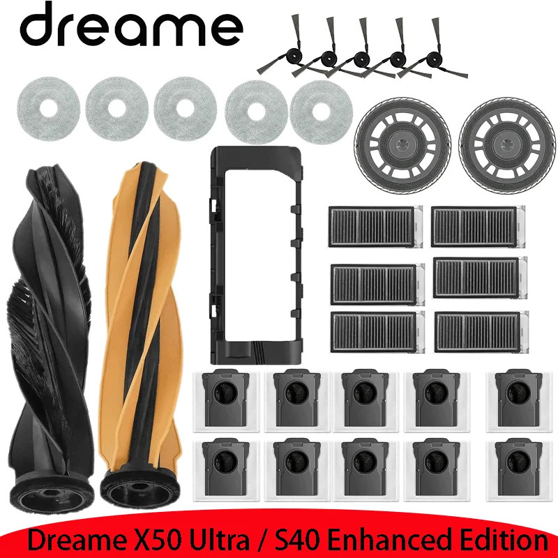 สําหรับ Dreame X50 Ultra / S40 Enhanced Edition เครื่องดูดฝุ่นหุ่นยนต์อุปกรณ์เสริมแปรงลูกกลิ้งแปรงด้านข้าง HEPA Filter ถุงเก็บฝุ่น Mop ที่ใส่ผ้าแปรง
