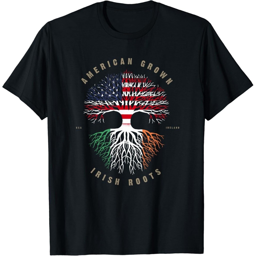 Grown Irish Roots Ireland Flag เสื้อยืด Unisex