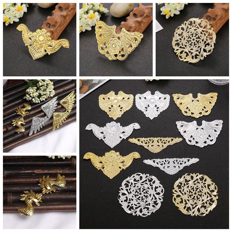 วัสดุทำกิ๊บ DIY Yige ลายคลื่นพิเศษ แผ่นเหล็กปั๊ม ชิ้นส่วนหน้ากลมสามเหลี่ยม 1 ชิ้น