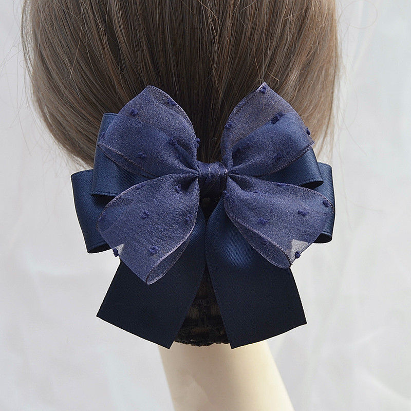 ตาข่ายโบว์ผมสุทธิแฟชั่นเกาหลีสํานักงานเลดี้ผมสายผูกผมอุปกรณ์ผมสําหรับผู้หญิงอ่อนโยน