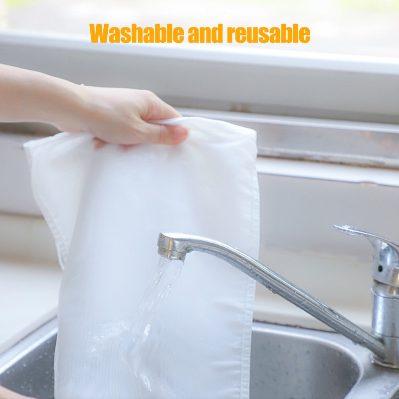 ถุงกรองแบบใช้ซ้ําได้พร้อมเชือกรูดปิด, ตาข่ายไนลอนกรองสําหรับนมถั่วเหลือง/กาแฟ/ชาสมุนไพร, 3 ขนาด 15-45 ซม., ง่ายบีบครัวเครื่องมือ - รูปที่ 5