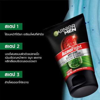 Garnier Men Acnofight Anti-Acne Scrub In Foam 100ml โฟมล้างหน้าสำหรับผู้ชาย.