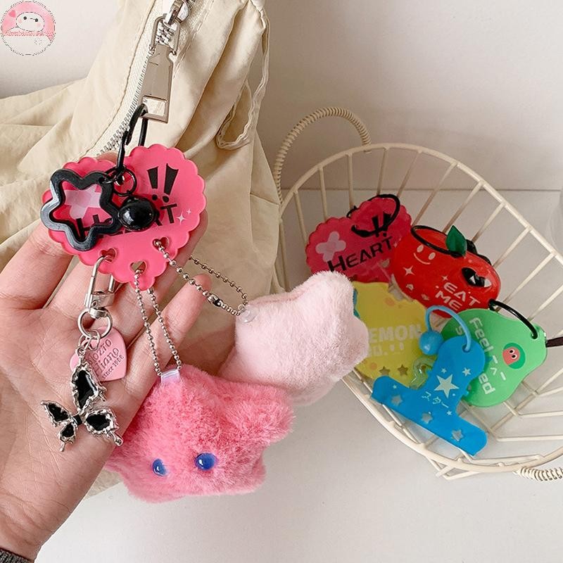 BWHTE พวงกุญแจผลไม้การ์ตูน Lemon Pear Charm จี้ DIY พวงกุญแจเครื่องประดับสําหรับสาวผู้หญิงกระเป๋าตกแ