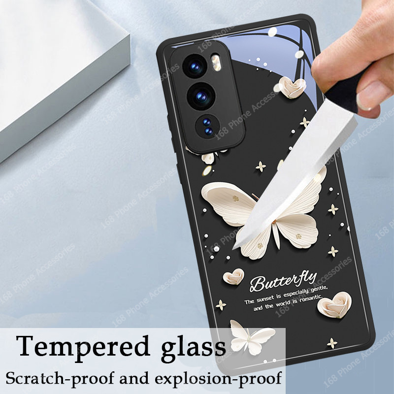 เคส OPPO Reno 12 5G เคส OPPO Reno 12 Pro 5G เคสกันกระแทกน่ารักสีชมพูมุกกุหลาบผีเสื้อกันกระแทกพร้อมซิลิโคนนุ่มขอบหรูหราของเหลวแก้วแข็งเคสโทรศัพท์สําหรับเด็กผู้หญิง - รูปที่ 5