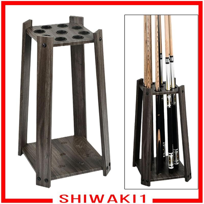 [ชิวากิ1] ชั้นวางคิวบิลเลียดขาตั้งไม้บิลเลียดอุปกรณ์เสริมวงเล็บจัดเก็บถือ 9 คิวตั้งพื้นสําหรับคลับคันเบ็ด