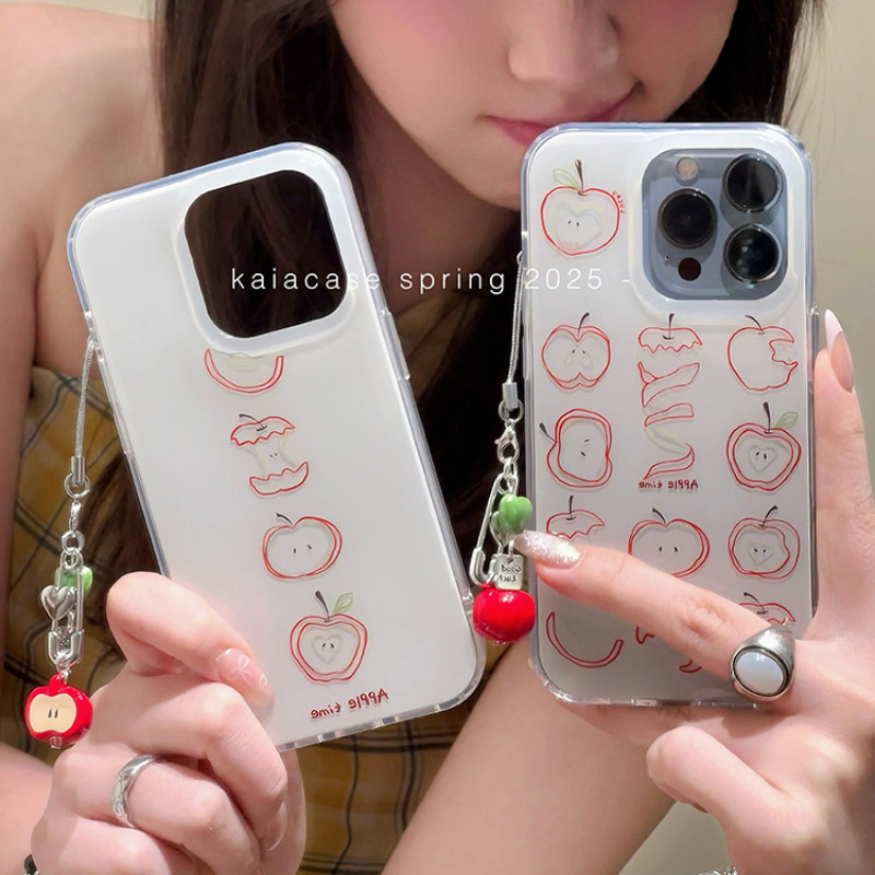 Huiwanju แกนแอปเปิ้ลทาสีด้วยมือเหมาะสําหรับเคสโทรศัพท์มือถือ iPhone16promax ip13 ใหม่ 15 ผู้หญิง 14p