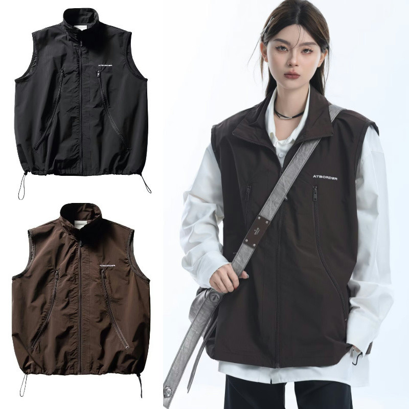 Pannofluxus เสื้อกั๊กผู้ชาย American High Street คุณภาพสูงสไตล์เป็นกลางสไตล์เกาหลีเสื้อกั๊กสไตล์ทํางาน