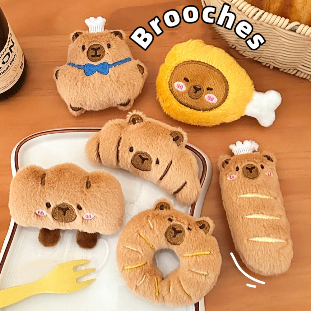 Yoyo Creative น่ารัก Capybara เข็มกลัดการ์ตูนขนมปังตกแต่งตุ๊กตาจี้สําหรับนักเรียนหญิง Ins
