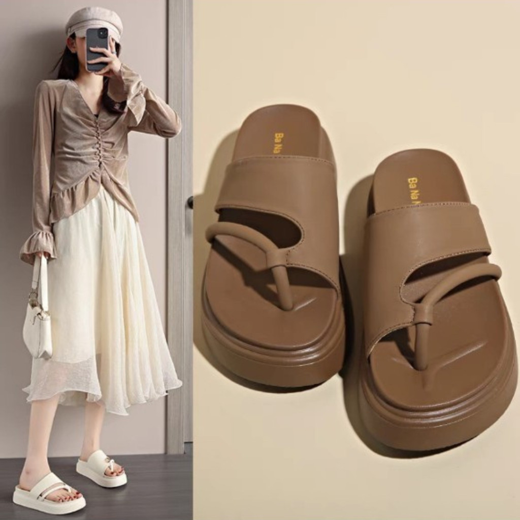 รองเท้าแตะ 5CM รองเท้าผู้หญิง ส้นสูง ลายสวย ผลิตใหม่2024 ยางEVA โดนน้ำได้ ส่งไว