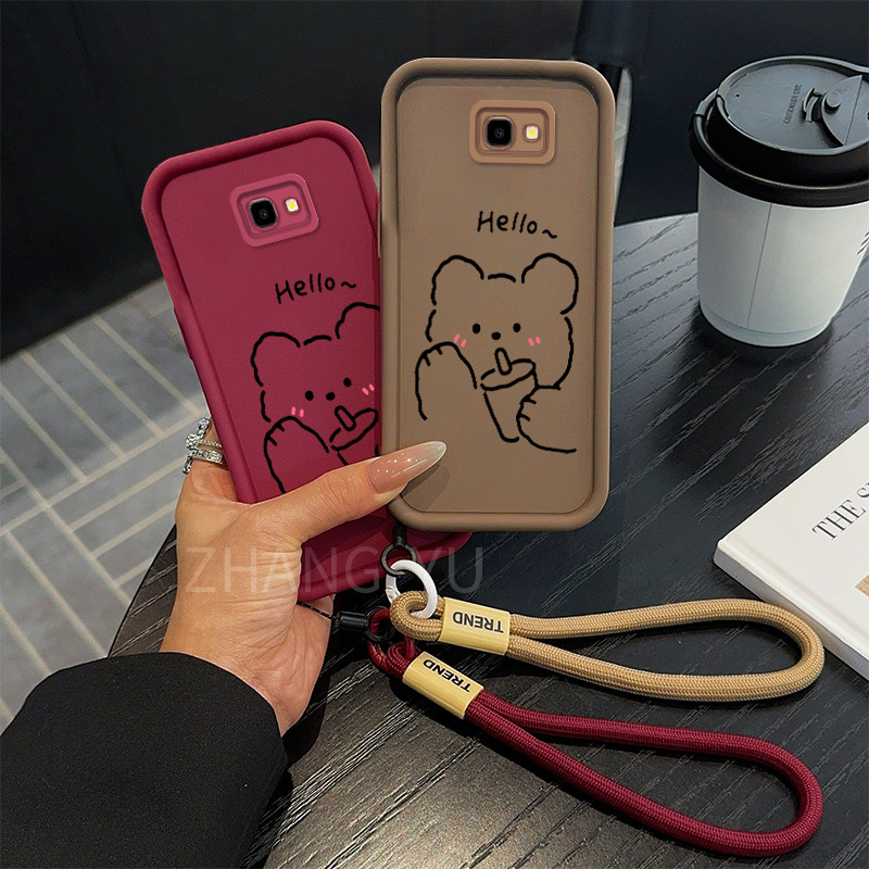 การป้องกันการล่มสลาย ปลอก Samsung J4 Prime J4 PLUS J7 Prime เคสโทรศัพท์หมีน้อยน่ารักป้องกันการตกเชือกมือถุงลมนิรภัยซิลิโคน TPU นิ่ม NHXX