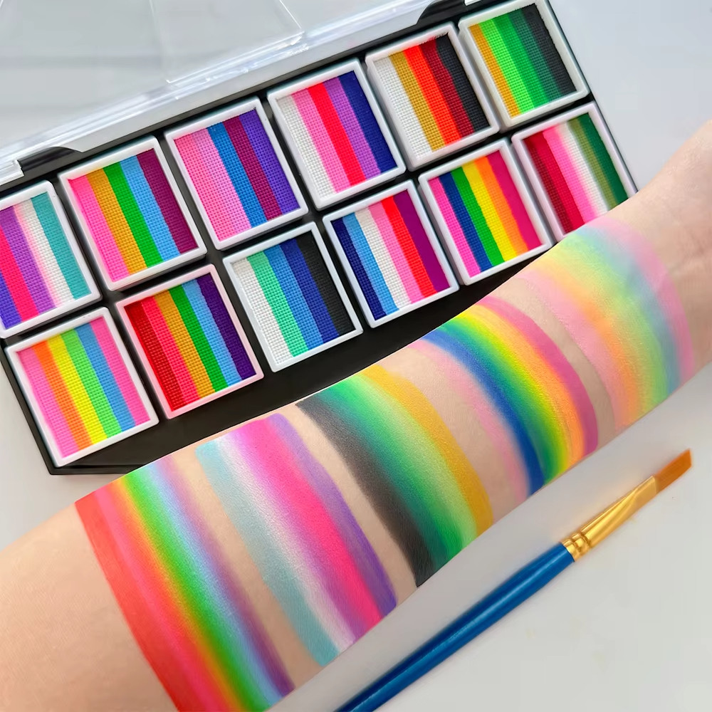จานสี 12 สี ละลายน้ําได้ สําหรับแต่งหน้าและผิวกายเด็ก/ฮาโลวีน