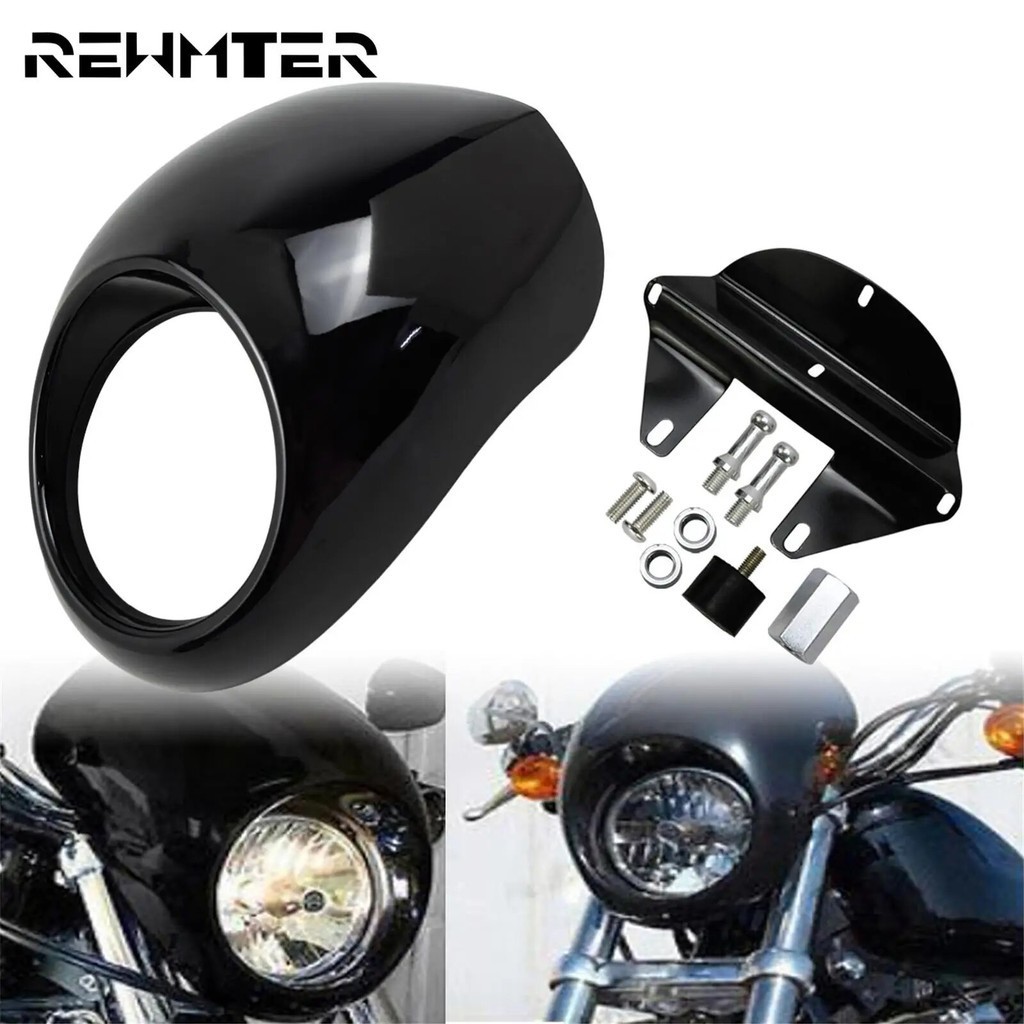 RE Motorcycle Headlight Fairing Cover ABS Headlamp Front Cowl Fork Mount For Harley Sportster XL 1200 883 Iron Dyna FX/X