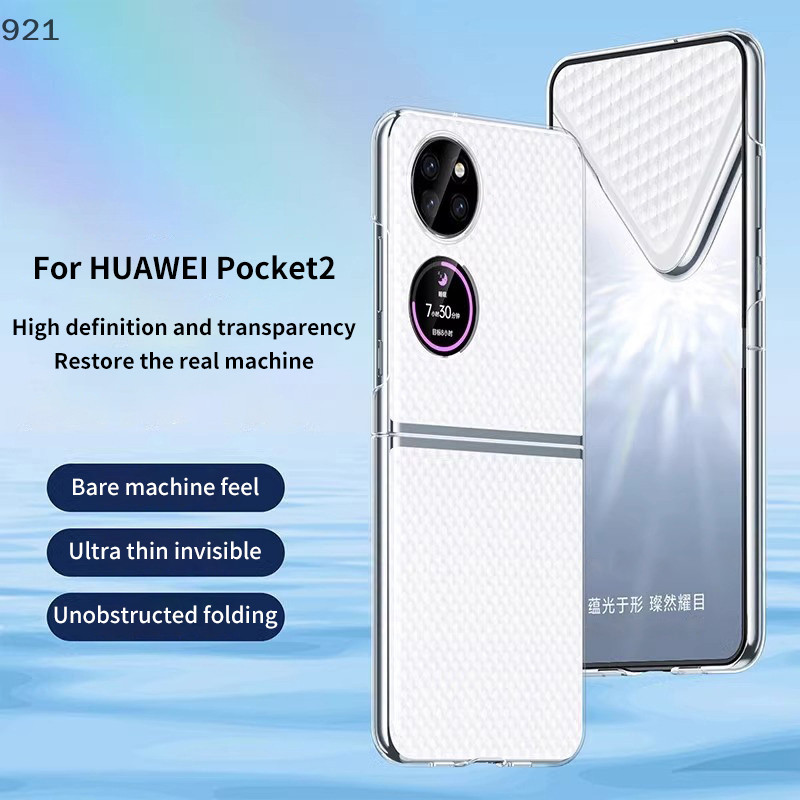 Nuannuaaa เคสโทรศัพท์มือถือ PC แบบใส หน้าจอพับได้ แต่งกระเป๋า สําหรับ Huawei Pocket2 P60 P50