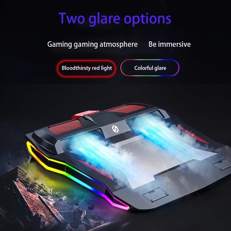 พัดลมระบายความร้อน RGB ปรับความสูงได้ มีไฟ LED สําหรับคอมพิวเตอร์ โน๊ตบุ๊ค แล็ปท็อป